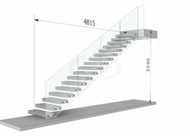Egyenes vonalú lebegő lépcső helyigénye