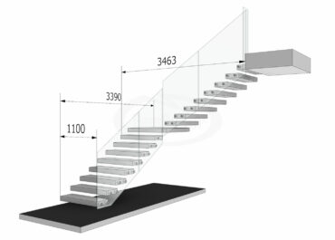 L alakú lebegő lépcső helyigénye